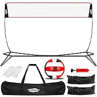 20FT Freestanding Volleyball Training Net for Indoor or Outdoor, Adjustable Height Volleyball Net with Sandbags,Stakes,Volleyball and Carry Bag,Instant Setup Portable Volleyball Practice Net