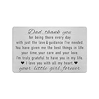 Dad Gifts from Daughter - Thank You Dad Engraved Wallet Card Inserts - Father Fathers Day Christmas Keepsake