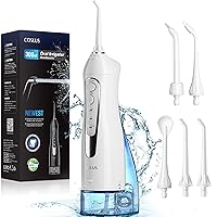 COSLUS Water Dental Flosser Teeth Pick: Portable Cordless Oral Irrigator 300ML Rechargeable Travel Irrigation Cleaner IPX7 Waterproof Electric Waterflosser Flossing Machine for Teeth Cleaning F5020E
