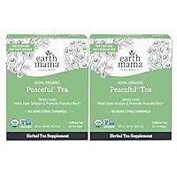 Earth Mama Organic Peaceful™ Tea | Stress Less! Calming, Relaxing Herbal Blend Safe for Pregnancy & Beyond, 16 Teabags Per Box (2-Pack)