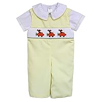 Yellow Hand Smocked Boys Easter Bunny Longall Outfit