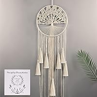 Dream Catcher Boho Tree of Life Large Handmade Macrame Wall Hanging Bohemian for Girls Wedding Party Nursery Cafe Home Bedroom Gypsy Decor with Gift Box
