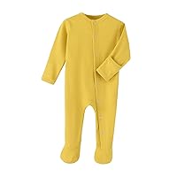 Teach Leanbh Baby Boys Girls Footed Pajamas with Mittens Cotton Long Sleeve Snap-up Romper Jumpsuit Sleep and Play