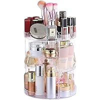 360 Rotating Makeup Organizer 4 Tiered Clear Round Spinning Skincare Organizer for Vanity,Lazy Susan Carousel Bathroom Beauty Standing Organizer Tower Skin Care Holder Dressing table
