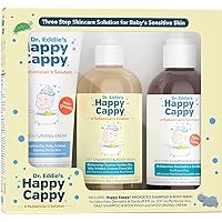 Dr. Eddie's Happy Cappy 3 Step Skincare Solution for Baby's Sensitive Skin | for Cradle Cap, Seborrheic Dermatitis, Dandruff, Dry, Itchy, Irritated, Eczema Prone Skin, Gift Box Set, 3 Pieces
