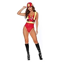 Women's Fiery Fatale Costume - Sexy Firefighter Fire Chief One Piece Outfit for Halloween or Roleplay