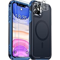 Temdan for iPhone 11 Phone Case, Compatible with Magsafe [2Pcs Glass Screen Protector & Camera Lens Protectors][Military Grade Drop Protection] Heavy Duty Shockproof Non-Slip Case for iPhone 11 Case