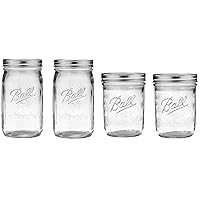 Ball Mason Wide Mouth Jars with Lids and Bands, Set of 4 Jars, Two 32oz Jars + Two 16oz Jars (Bundle Pack)
