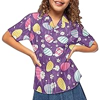 Kids Boys Girls Easter T-Shirts Short Sleeve Button Down Summer Hawaiian Shirts Tee
