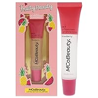 MCoBeauty Fruity Beauty 2-In-1 Lip Treatment And High Shine Gloss - Nourish, Hydrate And Treat Lips - High-Shine Gloss Contains Healing Ingredients - Delicious Strawberry Scent - Strawberry - 0.5 Oz