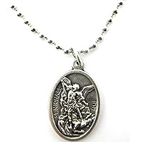 Saint Michael Archangel Medal Pendant Necklace,No Tarnish Chain