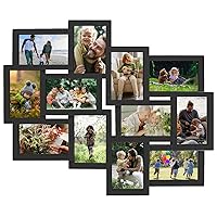 Picture Frames Collage 6x4, 12-Opening Friends Reunion Family Memory Picture Frames Collages For Wall Decor, 12 Picture Collage Frame, Photo Frame Collage Wall Hanging for 4x6 Photo, Black