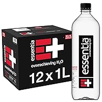 Essentia Water Bottled , 1 Liter, 12-Pack, Ionized Alkaline Water:99.9% Pure, Infused With Electrolytes, 9.5 pH Or Higher With A Clean, Smooth Taste