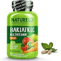 Bariatric Multivitamin - One Daily with Iron - Supplement for Post Gastric Bypass Surgery Patients - Natural Whole Food Nutrition - 60 Veggie Capsules