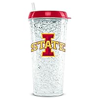 NCAA Iowa State Cyclones 16oz Crystal Freezer Tumbler with Lid and Straw White