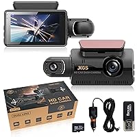 HD Car Dash Camera - Front and Inside Car Monitor with 32G SD Card, WI-FI, Passenger and Baby Camera, Dual Monitor, Motion Sensor, Night Vision, Surveillance Cam, Essential Vehicle Accessories