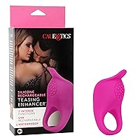CalExotics Rechargeable Passion Enhancer – 7 Function Vibrating Waterproof Pleasure Ring – Silicone Clitoral Massager Sex Toy for Couples - Pink