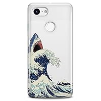 TPU Case Compatible for Google Pixel 8 Pro 7a 6a 5a XL 4a 5G 2 XL 3 XL 3a 4 Shark Great Wave Man Flexible Silicone Clear Cute Woman Design Slim fit Animals Watercolor Print Cute Soft Nature