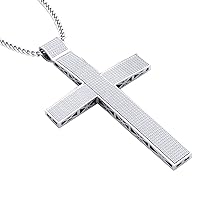 Dazzlingrock Collection 3.50 Carat (ctw) Round Diamond Men's Cross Pendant (Silver Chain Included), Sterling Silver
