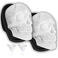 Extra Large 3D Skull Ice Cube Mold Silicone Ice Molds for Whiskey Skull Ice Cube Trays with Funnel for Big Mouth Cup Skull Ice Maker with Resin Chocolate sugar Whiskey Ice Mold for Parties (2 Pcs)