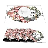 Sweet Moment Dining Placemats for Dining Room Anti-Skid Washable Place Mats Seasonal Wreaths Round Elegant PVC Table Mats Set of 4