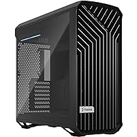 Fractal Design Torrent Black - Dark Tint Tempered Glass Side Panel - Open Grille for Maximum air Intake - Two 180mm PWM and Three 140mm Fans Included - Type C - ATX Airflow Mid Tower PC Gaming Case