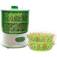Automatic Bean Sprout Machine with 360°Rotating Shower Evenly Watered Seed Germination Machine Large-Capacity Home Kitchen Seedling Nursery Machine,Three Layers-1/