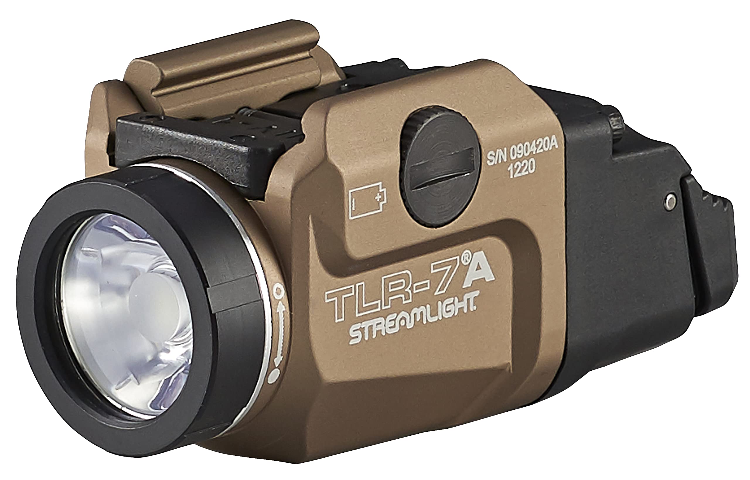 Streamlight 69429 TLR-7A Flex 500-Lumen Low-Profile Rail-Mounted Tactical Light, Includes High Switch Mounted on Light Plus Low Switch in Package, Battery and Key kit, Flat Dark Earth, Box Packaged