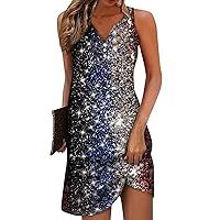 Women's 4Th of July Dress Casual Button Print V-Neck and Fashionable Outdoor Street Sleeveless Loose, S-2XL