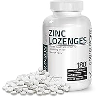 Zinc Lozenges Antioxidant & Immune Support Supplement Lemon Flavored, 180 Chewable Tablets