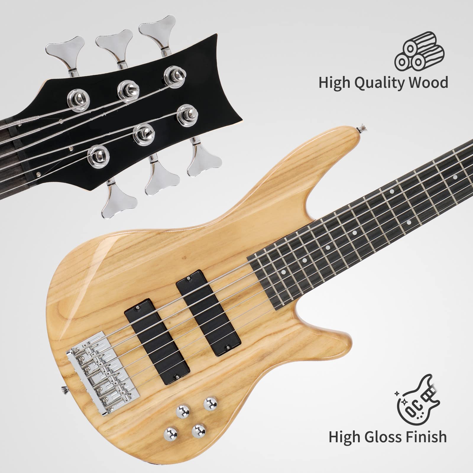 Mua Ktaxon Electric Bass Guitar 6 String Bass with Naturally Air-dried ...