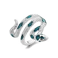 Punk Gothic Snake Rings for Women Vintage Open Adjustable Enamel Party Jewelry Cute Finger Ring Gift