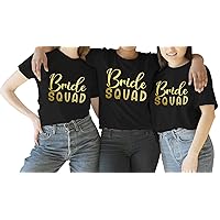 Customize High Gloss Printed Bride Squad T-Shirt |Round Neck Half Sleeves T-Shirt for Unisex |Bachelor Party T-Shirt Pack of