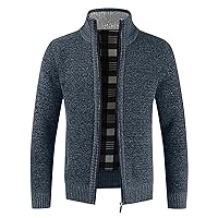Cardigan Sweaters For Men Full Zip Up Stand Collar Slimfit Casual Knitted Sweater Color Block Sweater Jackets