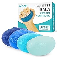 Vive Squeeze Balls for Hand Therapy Set (4 Pack) - Grip Strengthener Occupational Exercise Equipment for Arthitis, Parkinsons, Stroke, Carpal Tunnel Recovery - Stress Relief Massage Putty Finger Toy