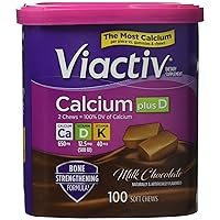 VIACTIV Calcium Plus D, Soft Chews, Milk Chocolate 100 ea (Pack of 2)