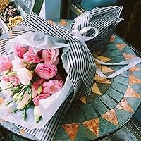 BBJ WRAPS Striped Flower Packaging Paper Waterproof Flower Wrapping Paper Floral Bouquet Gift Packaging Supplies 20 Counts (Pink)