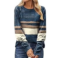 Women's Y2K Top Fashion Casual Long Sleeve Print Round Neck Pullover Top Blouse Night Out, S-3XL