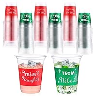 Rtteri 50 Pcs 12 oz Team Naughty or Nice Christmas Plastic Cups Christmas Party Cups Disposable Christmas Cups for Xmas Decorations Party Supplies, Drinks, Snacks, Ice Cream