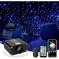 AMKI Upgraded 16W Starlight Headliner Kit Twinkle+Sound Activated 550pcs 0.03in 13.1ft Cable Sound Activated APP/Bluetooth Remote Control Fiber Optic Light for Car Roof Home Ceiling