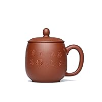 Zisha Teacup 13.5 Oz, Chinese Yixing Genuine Purple Clay Tea Mug,Fine Handmade Tea Cup -Red Clay