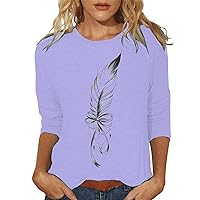 3/4 Sleeve Tops for Women 2024 Summer Cute T-Shirt Flower Printing Three Quarter Length Fashion Tunics Ladies Clothing