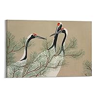 Japanese Art Posters & Prints Ukiyo-e Paintings Cranes from Momoyogusa Cranes Poster Canvas Wall Art Prints for Wall Decor Room Decor Bedroom Decor Gifts 08x12inch(20x30cm) Frame