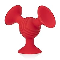 Silly Three Prong Interactive Suction Toy with Built-in Rattle, Red
