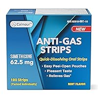 CALMOUR Anti Gas Relief 100 Strips | Mint Flavor Oral Dissolvable Anti Bloating Relief Strips | Rapid Gas Relief for Adults | Effective Bloating Relief for Women | Simethicone Anti Bloating for Women