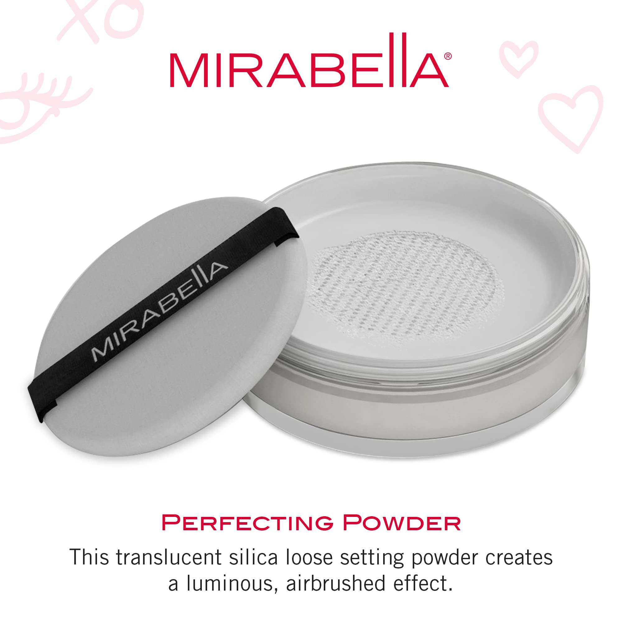 Mirabella Perfecting Loose Powder, Translucent, Anti-Aging, Light-Diffusing Silica Makeup Setting Powder with Antioxidants with Oil Control. Matte Finish for all Skin Types