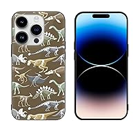 Dinosaurs Skeletons Protective Phone Case Ultra Slim Glass Case Shockproof Phone Cover Shell Compatible for iPhone 14 Pro