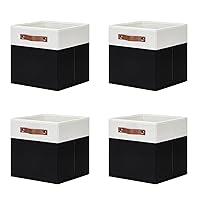 DULLEMELO Storage Cubes 11 inch,Cube Storage Bins with Handles for Organizing,Fabric Storage Baskets for Shelves Nursery Closet Home Organization (White&Black-4 Pack)