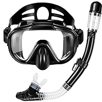 Churidy Premium Snorkel Set Adult Diving Goggles Dry Snorkel Snorkel Set Anti Leak Waterproof Diving Mask Dry Snorkel for Men Women 
