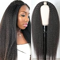 Kinky Straight 1X3 U Part Wigs For Black Women Glueless Brazilian Remy Human Hair Italian Yaki-20inch 180% Density